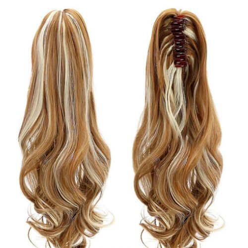 Ponytail Extension Curly Clip in Claw Hair Extension Real Natural Looking Ombre Synthetic Hairpiece